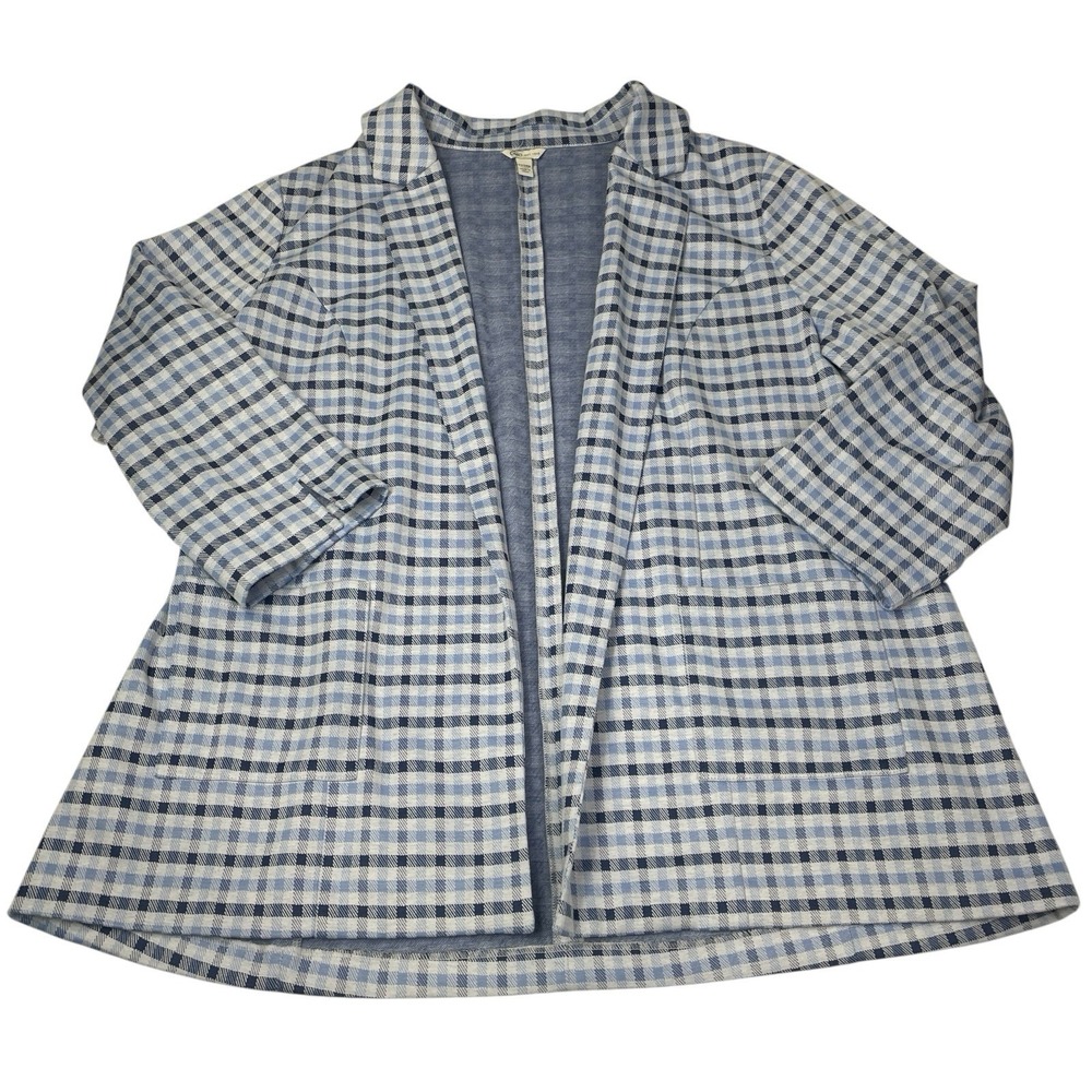 Cato Women's 22/24W Blue Plaid Open Front Blazer Cardigan Jacket - Picture 1 of 8